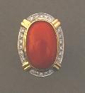 Vintage Coral And Diamond Ring